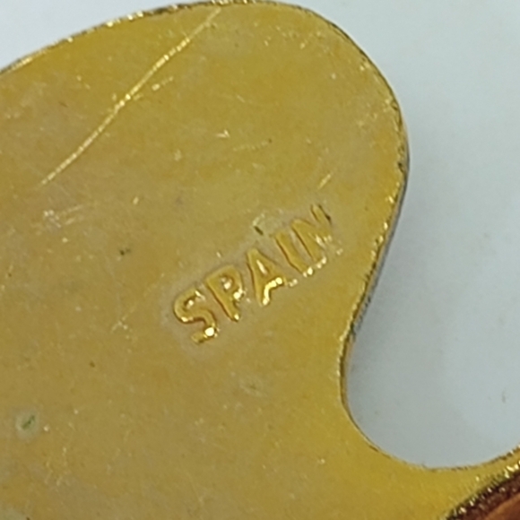 * Vintage Made In Spain Damascene Artist Palette Painting Pin Brooch - Picture 5 of 6